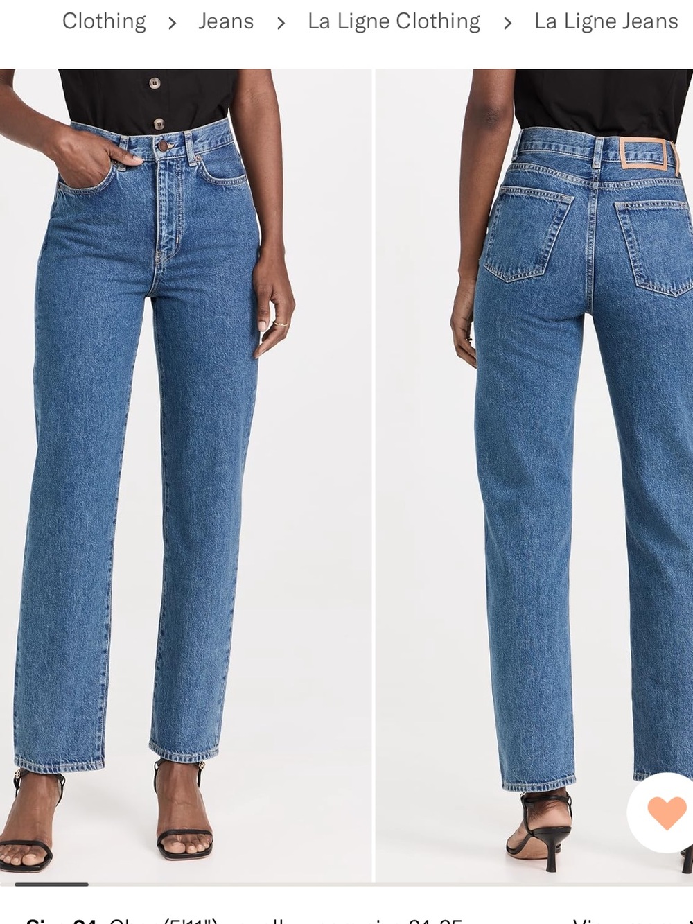 La Ligne Straight Leg Jeans in Medium Blue Denim